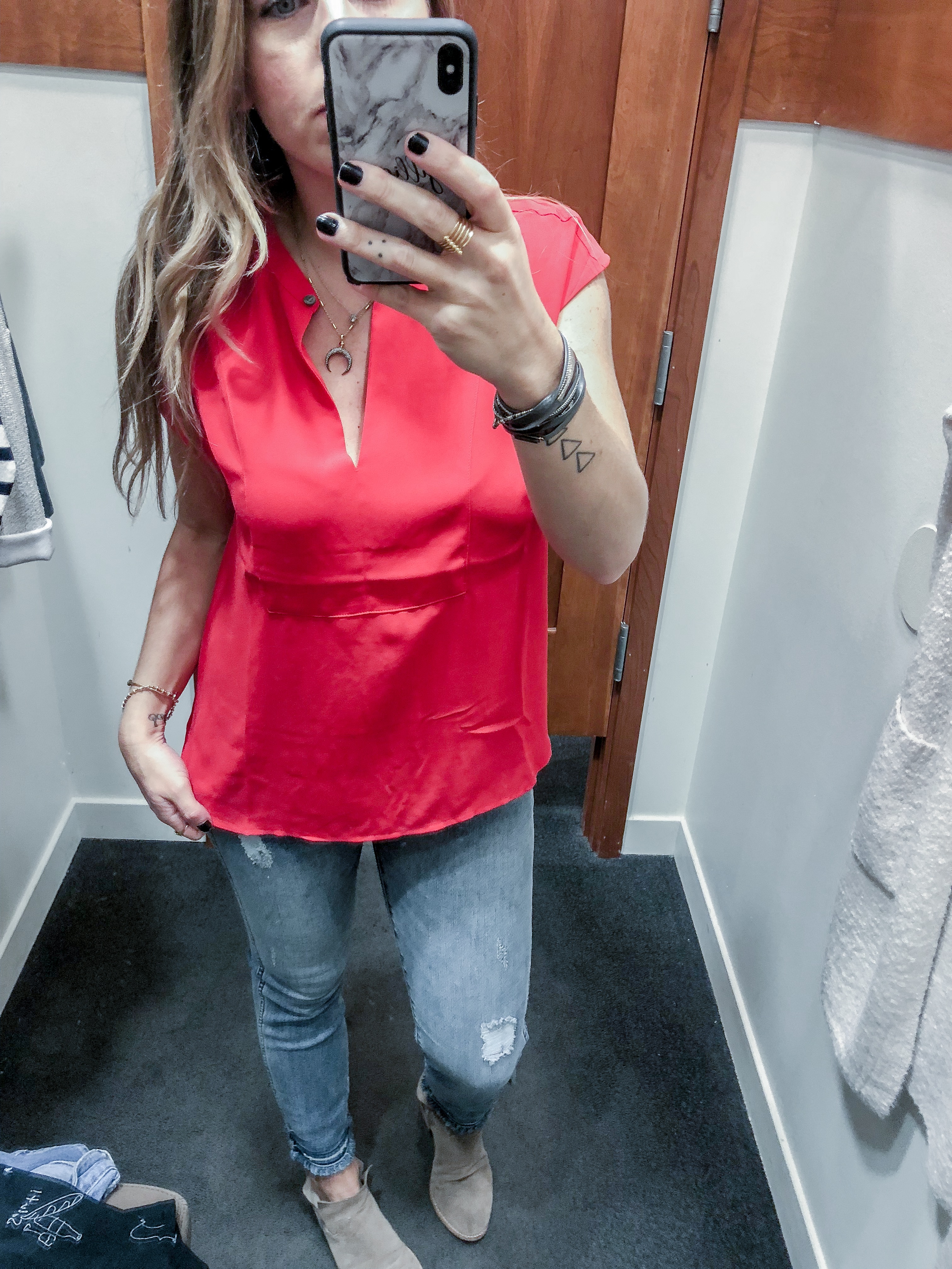 J.Crew 2018 Fall Collection Drapey Cap Sleeve Top in red