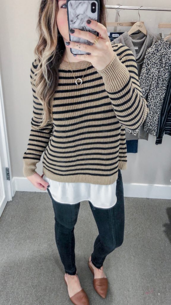 LOFT Fall Collection 2018 Stripe Split Back Sweater