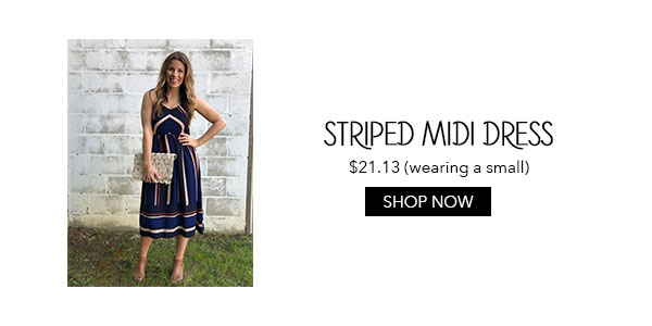 Zaful Blue Striped Midi Dress