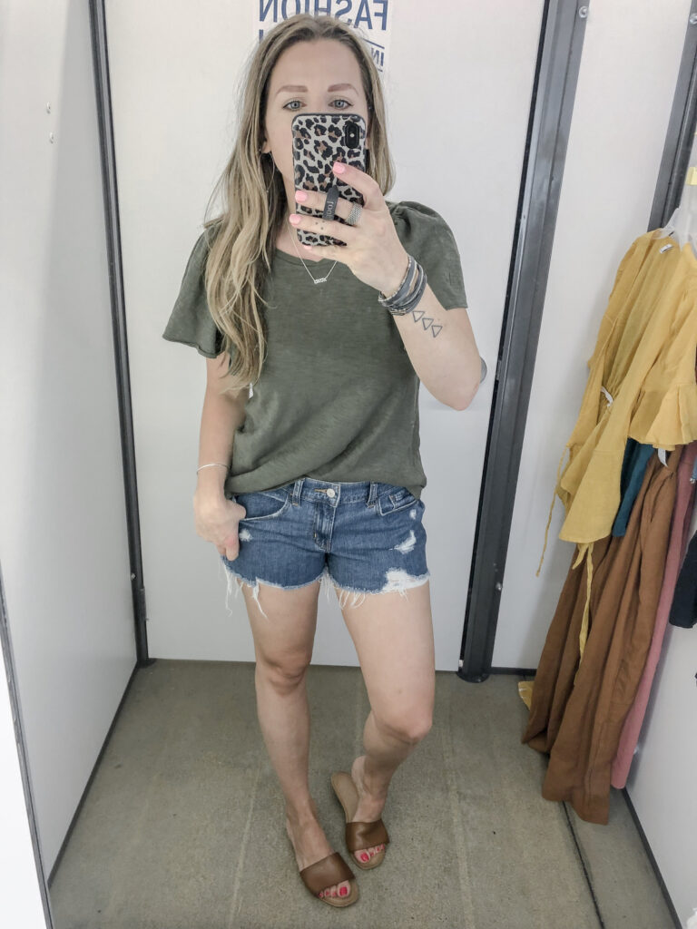 Old Navy Relaxed Ruffle-Sleeve Top for Women Boyfriend Jean Shorts