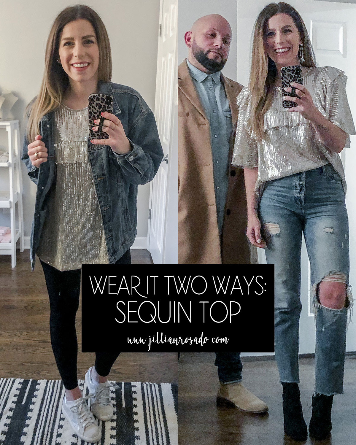 Emerson Charles Sequin Top Free People Dupe Casual Outfit