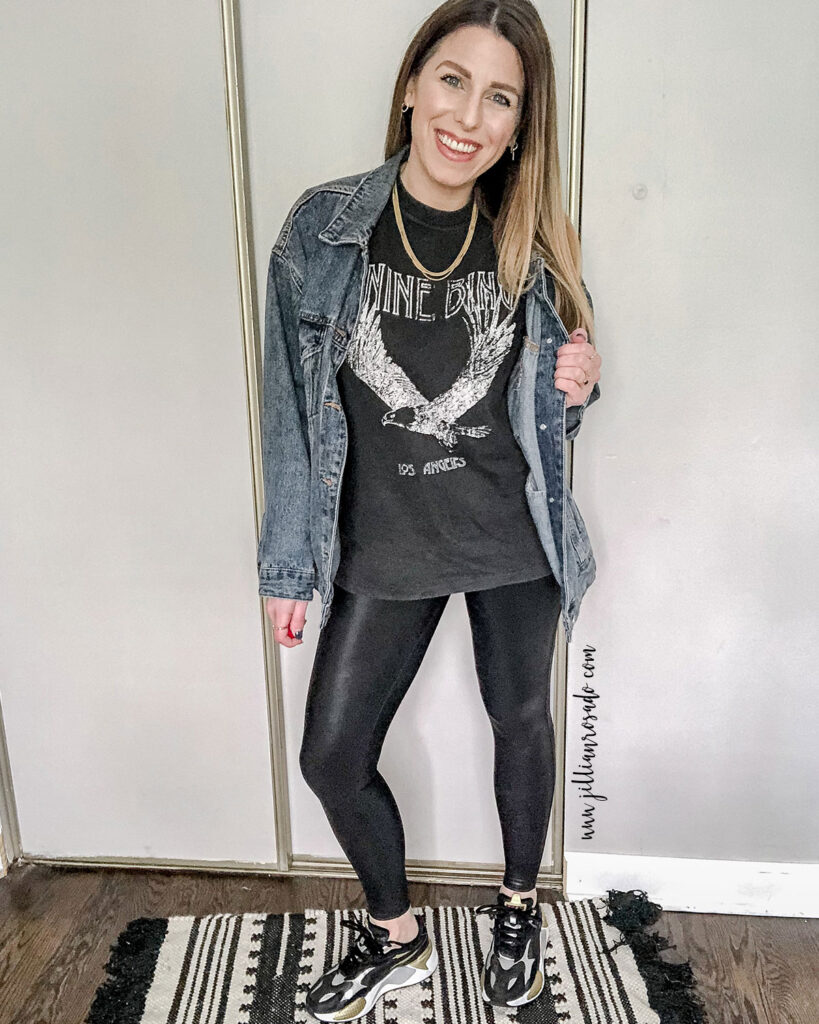 Anine Bing Eagle Graphic Tee | Casual Weekend Spanx Leggings Outfit