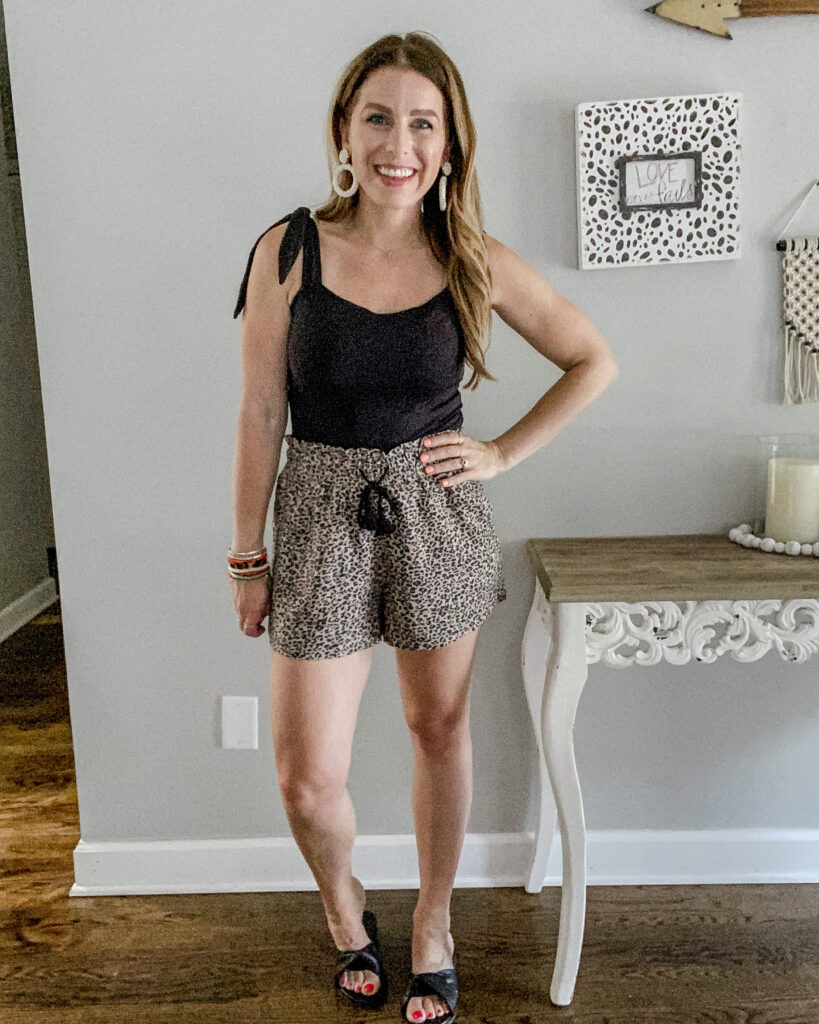 Abercrombie Leopard Drawstring Shorts Date Night Outfit