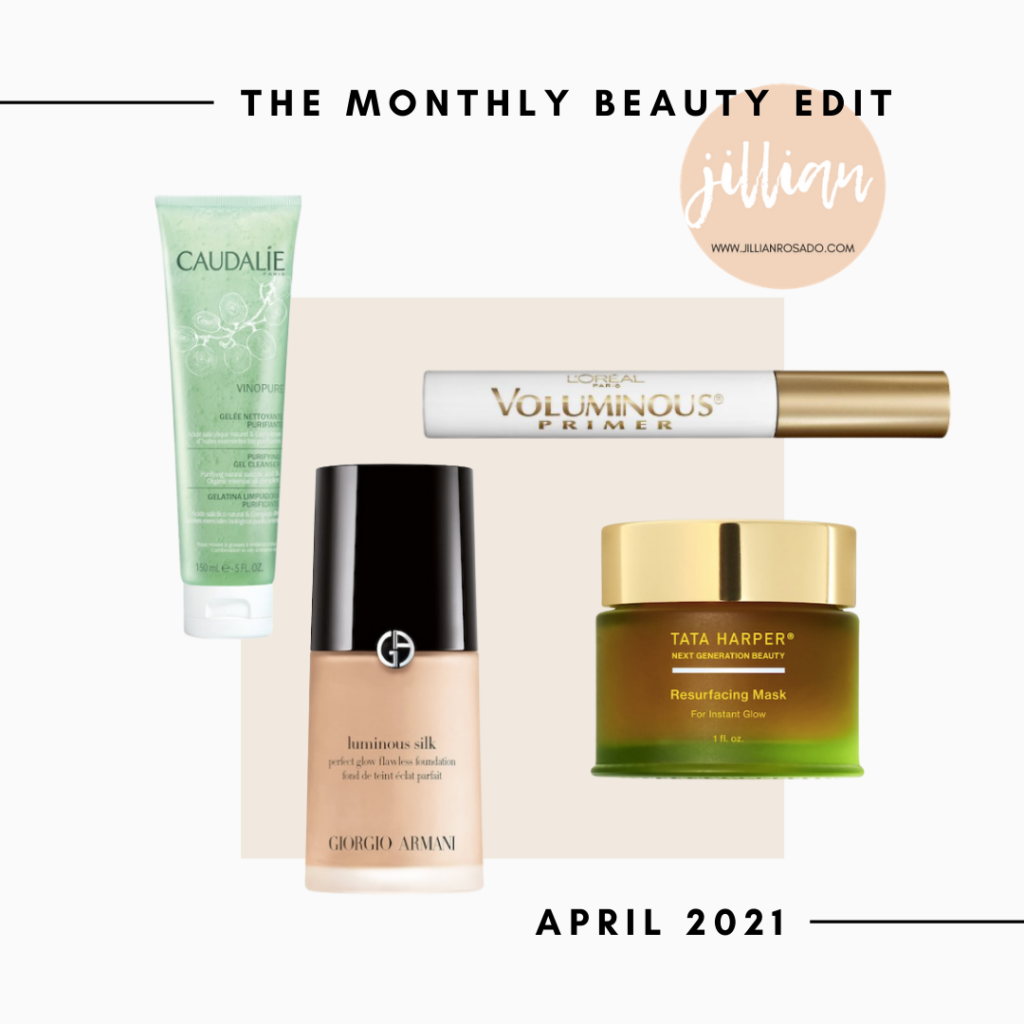 The Monthly Beauty Edit April 2021 Caudalie Armani Beauty Loreal Voluminous Tata Harper 